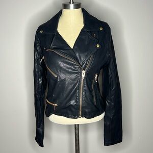 Blank NYC faux Leather Jacket withh rose gold zipper
